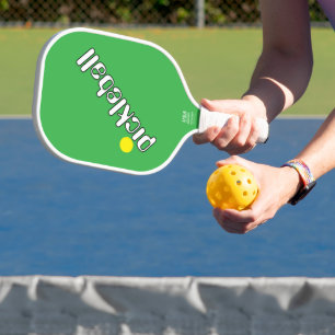 Cool Fun Mod White Diagonal Text On Bright Green Pickleball Paddle
