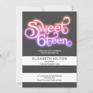 Cool fun modern stripes typography sweet sixteen invitation