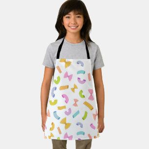 Cool fun pasta macaroni colourful pattern on white apron