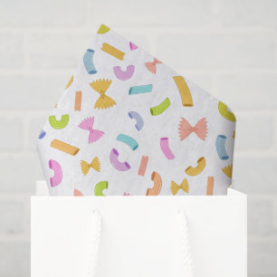 Cool fun pasta macaroni colourful pattern on white tissue paper