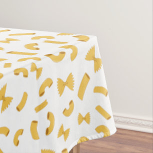 Cool fun pasta macaroni pattern on white tablecloth