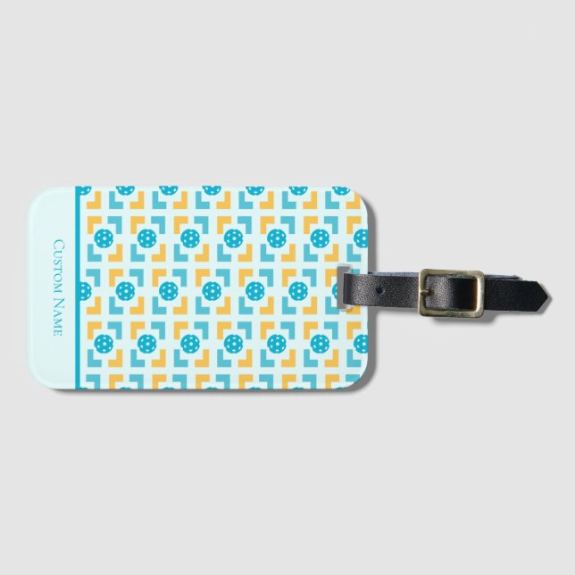 Cool Fun Pickleball Patterned  Luggage Tag (Front Horizontal)