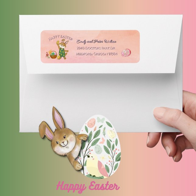 Cool Fun Pink Easter Bunny  Return Address  Label (Cool Fun Pink Easter Bunny Return Address Label )