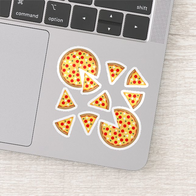 Cool fun pizza and slices pattern on white (Detail)