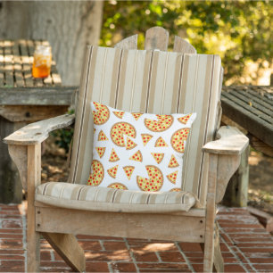 Cool fun pizza and slices pattern on white cushion