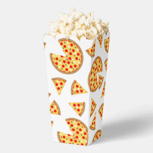 Cool fun pizza and slices pattern on white favour box