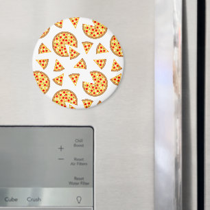 Cool fun pizza and slices pattern on white magnet