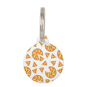 Cool fun pizza and slices pattern on white pet tag