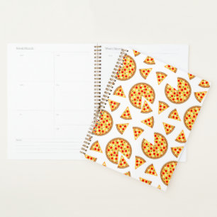 Cool fun pizza and slices pattern on white planner