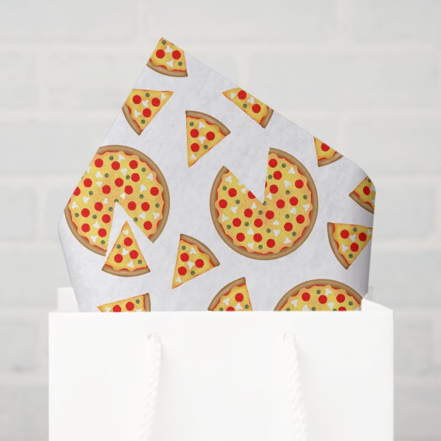 Cool fun pizza and slices pattern on white tissue paper (Gift Bag)