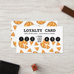Cool fun pizza and slices pattern white Your logo Loyalty Card