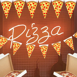 Cool fun pizza party kids birthday bunting 
