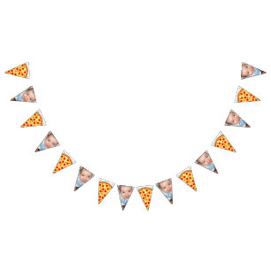 Cool fun pizza party kids birthday custom photo  bunting 