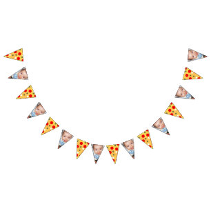 Cool fun pizza party kids birthday custom photo  bunting 