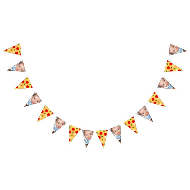 Cool fun pizza party kids birthday custom photo  bunting  (All)