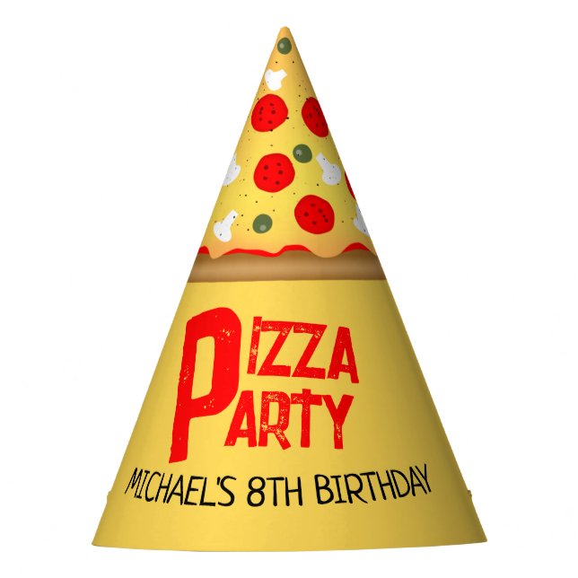 Cool fun pizza party kids birthday hat (Front)