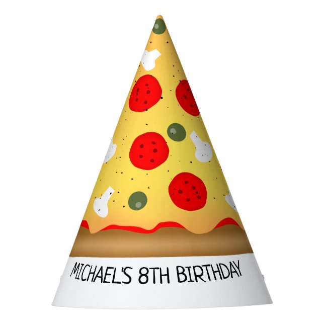 Cool fun pizza party kids birthday party hat (Front)