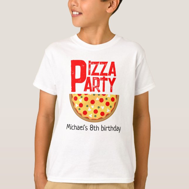 Cool fun pizza party kids birthday T-Shirt (Front)