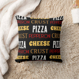 Cool fun pizza pepperoni cheese crust text pattern cushion