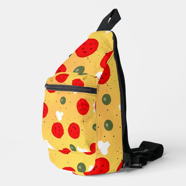 Cool fun pizza pepperoni mushroom sling bag (Right Corner)