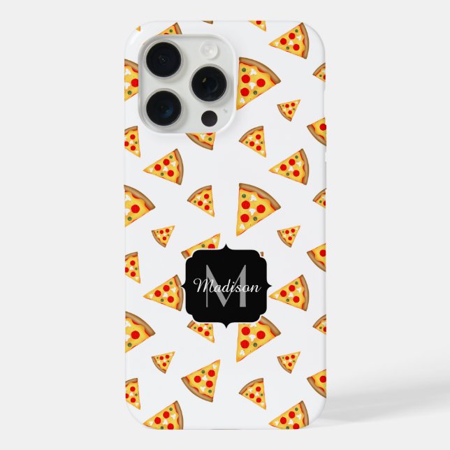Cool fun pizza slices pattern custom Monogram iPhone Case (Back)