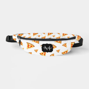 Cool fun pizza slices pattern white Monogram Bum Bags