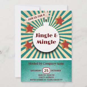 Cool fun retro jingle & mingle holiday party invitation