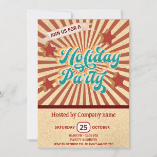 Cool fun retro typography corporate holiday party invitation