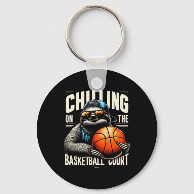 Cool Fun Sketll Sloth - Chilling On The Sketll Cou Key Ring (Front)