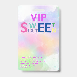 Cool fun teenage modern  typography VIP sweet 16 ID Badge