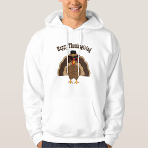 Cool fun turkey Happy Thanksgiving custom text Hoodie