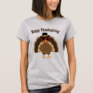 Cool fun turkey Happy Thanksgiving custom text T-Shirt