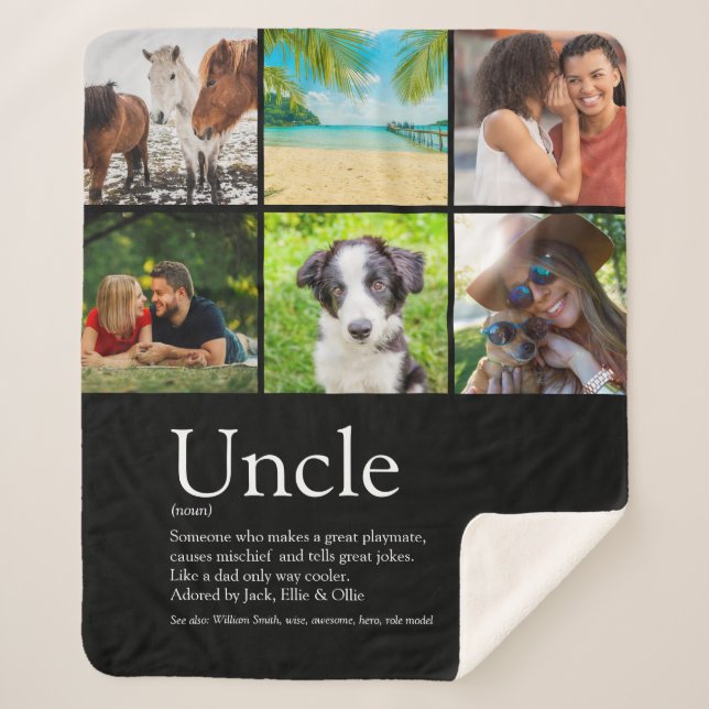 Cool Fun Uncle Definition Modern Photo Collage Sherpa Blanket (Front)