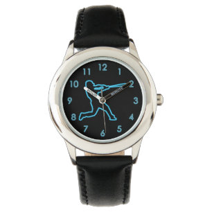 Cool Fun Unique Neon Blue Baseball Batter Watch