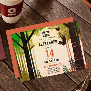 Cool Fun Zipline Green Adventure Nature Outdoor  Invitation
