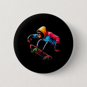 Cool Funky Bonobo Monkey Skateboarding Illustratio 6 Cm Round Badge