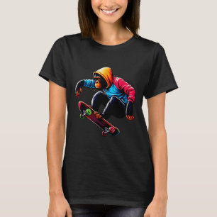 Cool Funky Bonobo Monkey Skateboarding Illustratio T-Shirt