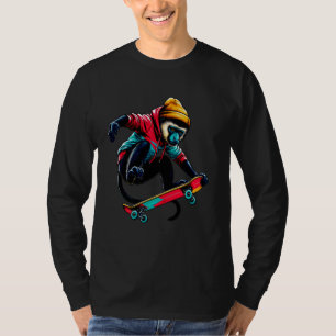 Cool Funky Colobus Monkey Skateboarding Illustrati T-Shirt