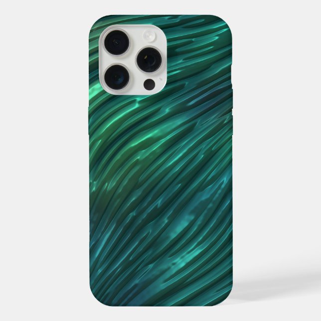 Cool Funky Dark Teal Blue Green 3D Art Pattern iPhone Case (Back)