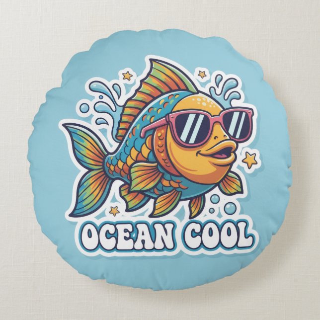 Cool Funky Fish with Sunglasses Pillow (Front)