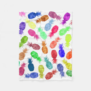 Cool Funky Funny Watercolor Pineapple Pattern Fleece Blanket