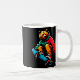 Cool Funky Grizzly Bear Skateboarding Illustration Coffee Mug