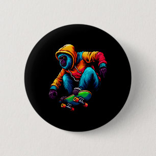 Cool Funky Howler Monkey Skateboarding Illustratio 6 Cm Round Badge