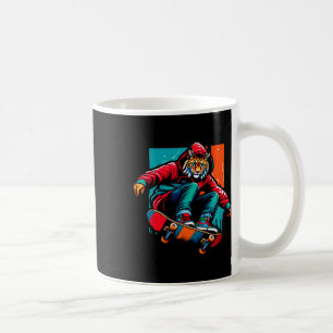 Cool Funky Lynx Skateboarding Illustration Art Coffee Mug