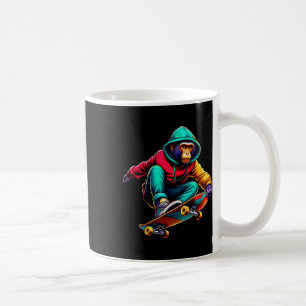 Cool Funky Macaque Skateboarding Illustration Art Coffee Mug