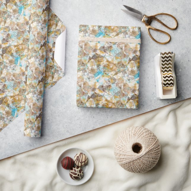 Cool Funky Modern Retro Polygon Mosaic Art Pattern Wrapping Paper (Crafts)