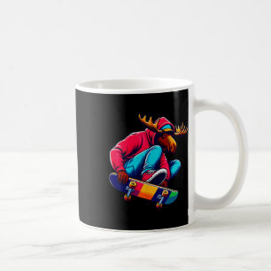 Cool Funky Moose Skateboarding Illustration Art 1 Coffee Mug