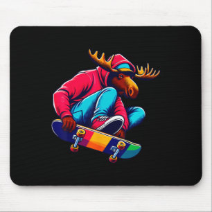 Cool Funky Moose Skateboarding Illustration Art 1 Mouse Pad