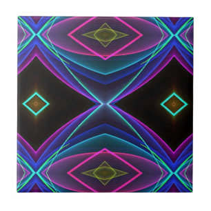 Cool Funky Neon Fluorescent Coloured Pattern Ceramic Tile