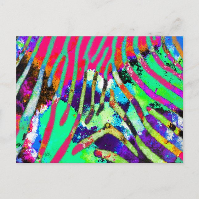 Cool Funky Psychedelic Hipster Multicolor Pattern Postcard (Front)